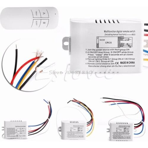 Wireless 1 Channel ON/OFF Lamp Remote Control Switch Receiver Transmitter 62KB Dropshipping