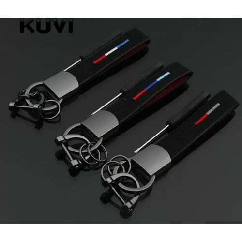 Hand Woven Leather Horseshoe Buckle Car Keychain Keyring Retro Auto Car Key Rings Holder For Audi BMW Benz Mazda Toyota Renault