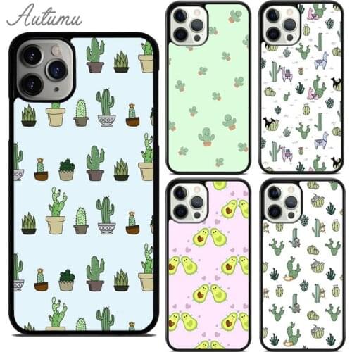 Cute Avocado Cactus Phone Case for iPhone 11 12 Pro Max mini X XR XS SE 2020 5 6S 7 8 Plus Samsung Galaxy S8 S9 S10 Cover shell