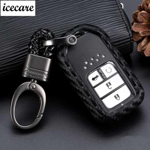Carbon Fiber Silicone Car Key Case Cover Keychain For HONDA civic 2017 Accord Civic CRV Pilot Fit 2007 2008 2009 2010 2011 2012
