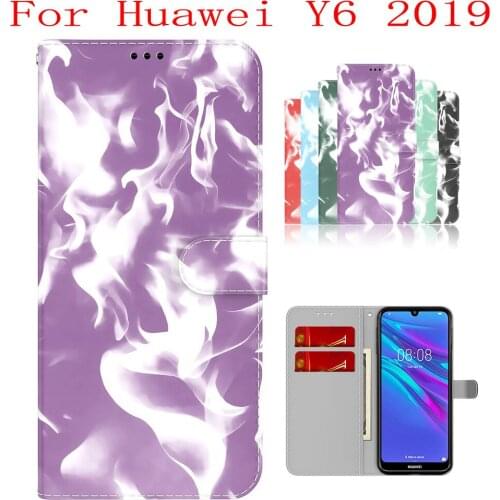 Sunjolly Case for Huawei Y6 2019 Wallet Stand Flip PU Phone Case Cover coque capa Huawei Y6 2019 Case Huawei Y6 2019 Cover