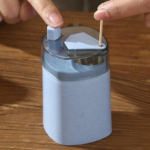 Home Automatic Toothpick Holder Container Wheat Straw Kitchen Toothpick Bottle Toothpick Box Container Dispenser Holder