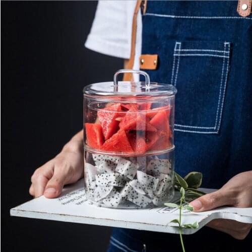 Two Layers Glass Storage Jar with Cover Scandinavia Minimalist Storage Bottle Nut Seasoning Fruit Container Organizer Home