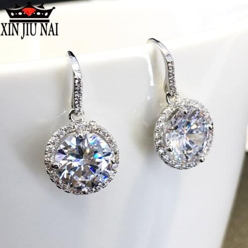 Elegant Classic Round Drop Crystal Earrings for Women Luxury AAA+ Cubic Zirconia Bridal Wedding Dangle Earrings Brincos