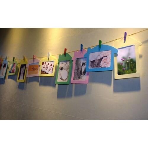 Hostelling 5" DIY Hanging Photo Frame House Shape Colorful Picture Frames 10pcs/Set, 50pcs/Lot