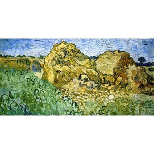 Handmade oil painting reproduction of Vincent Van Gogh High quality Field with Stacks of Wheat Living room decor