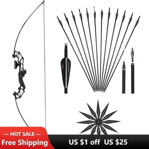 54inch Archery Takedown Recurve Bow and Arrow Set 30lb/40lb Right Hand Longbow Kit for Adult Beginner Outdoor Training Hunting