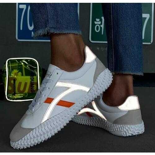 Big Size men Women Sneakers Leather White Sneaker Platform Vulcanized Shoes Spring Casual Breathable Reflective Sports Shoe