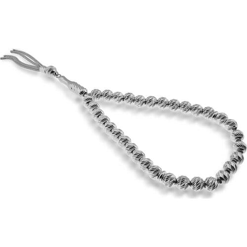 Round Pen Laser Cut 925 K Silver Prayer Beads