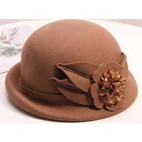 LongBaiLi Fashion Wool Felt Bowler Hats For Women Free Shipping PWSV020