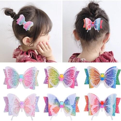 Fashion Kids Hair Claws Toddler Girls Glitter Hair Bows Sparkly Butterfly Hair Barrettes Alligator Clips Birthday Party Favors