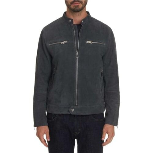 2020 Blue Men Skull Pattern Biker Jacket Europe Size XXL Italy Imported Genuine Sheepskin Autumn Slim Fit Leather Coat