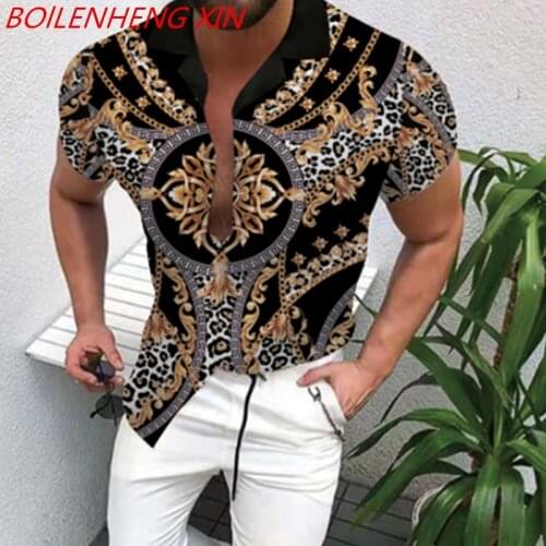 Men Shir Top Summer Cotton Shirts New Male Shirts Wear Hawaiian Shirts Man Short Sleeve Single breasted Cardigan Collar Shirt