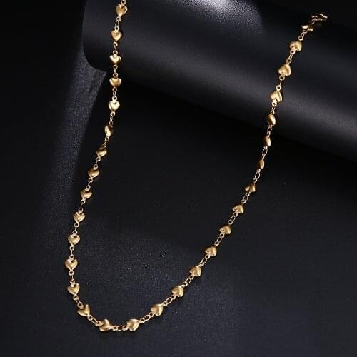 CACANA 316L Stainless Steel Chain Necklaces For Man And Women Gold Silver Color For Pendant Heart-shaped Love Donot Fade Jewelry