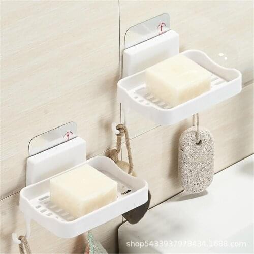 Soap Dish Shower Wall-Mounted Soap Tray for Shower Bathroom Kitchen Counter Top Creative Soap Holder with Convenient Hooks