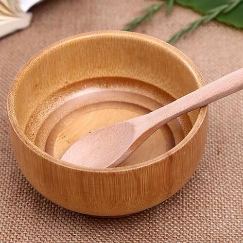 Natural Round Wooden Bowl Soup Salad Noodle Rice Fruit Shock-proof Handicraft Holder Kitchen Handmade Wood Bowl For Kids adult