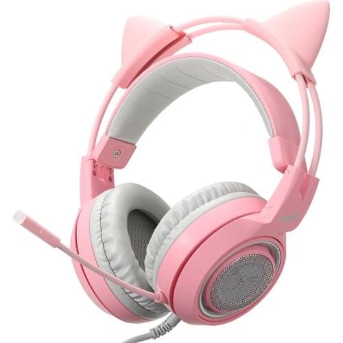 Cat Ear Headphones Bass Noise Cancelling Adults Kids Girl Wired Headset 3.5mm Plug With Microhpone