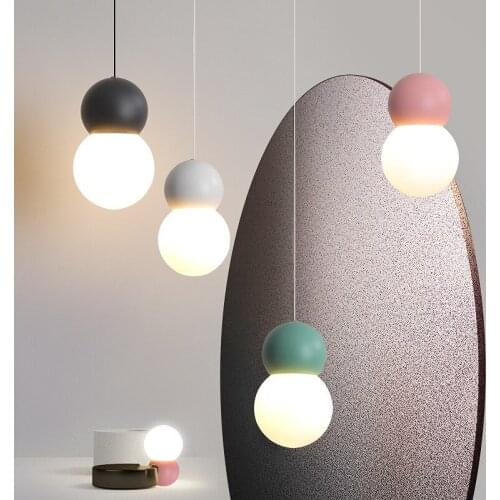 Nordic Led Glass Ball Pendant Light Modern Bedside Indoor Hanging Lamp Fixture Luminaire Hotel Kitchen Dining Room Lighting Deco
