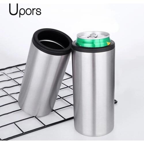 12 OZ Beer Can Cooler Double Wall Stainless Steel Insulator Sleeve Thermos Drink Holder Skinny