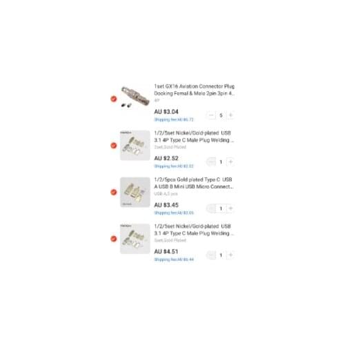 5set gx16-4p docking+ 5set usb 2.0 A gold+7set type C gold