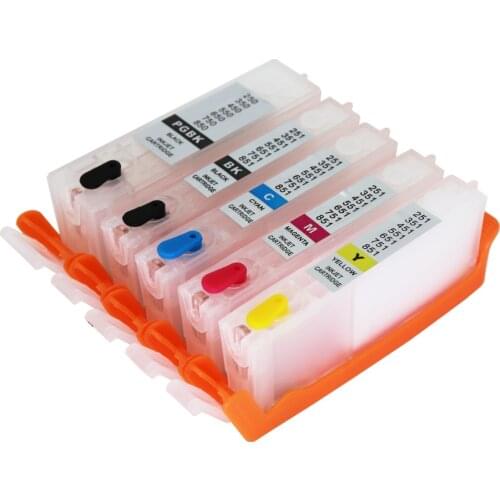 5PCS PGI-250 CLI-251 Refillable Ink Cartridges with with ARC Chip for Canon PIXMA MG5420/ iP7220/ MX722/ MX922 MG5520 Printer
