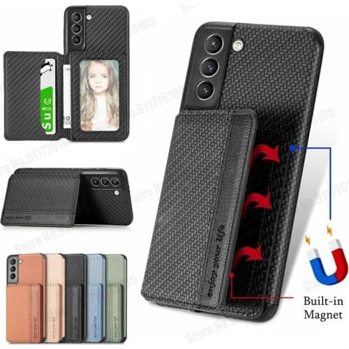 Wallet ID Card Holder Shockproof Case for Samsung S21 FE S21 S20 Ultra 5G Note 20 S10 Plus Magnetic Stand Phone Protective Cover