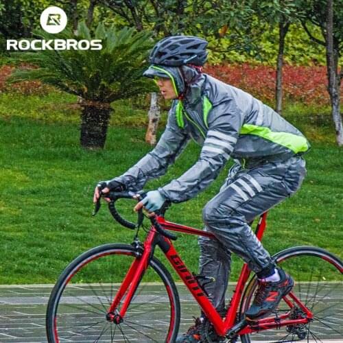 ROCKBROS 100% Waterproof Cycling Raincoat Men Women Electric Bicycle Portable Reflective Cycling Jersey MTB Road Bike Equipment