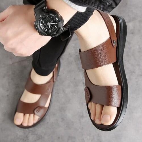Men Shoes Hot Sale Waterproof Non-Slip Sandals PU Leather Mens Soft Bottom Wear-Resistant Slippers Breathable Sandals Man