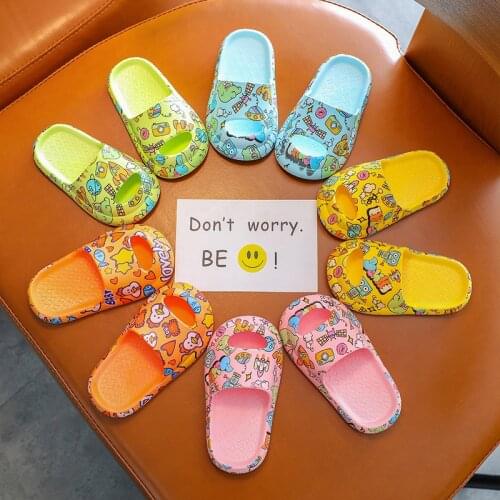 Children Slippers Boys Girls Beach Sandals Summer Shoes For Kids PVC Non-slip Cute Soft Indoor Bathroom Slides