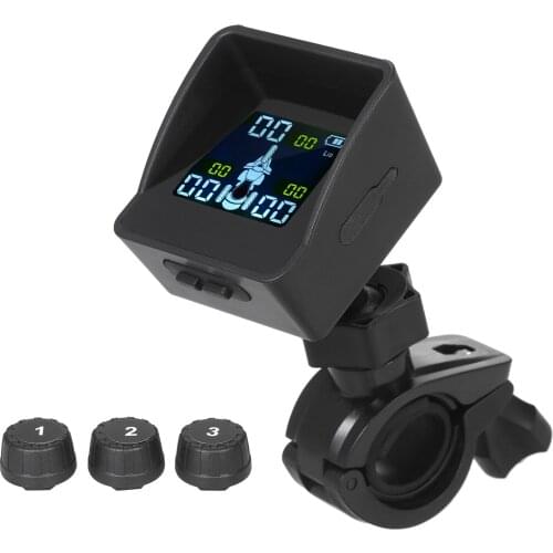 Tire Pressure Monitoring System TPMS Wireless Smart Tire Monitor with 3 External Sensors Sunshade Auto Tyre Alarm for Tricycle