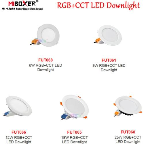 Miboxer 6W/9W/12W/18W/25W RGB+CCT LED Downlight Dimmable Ceiling AC110V 220V Indoor Panel lighting lamp 2.4G Remote APP Control