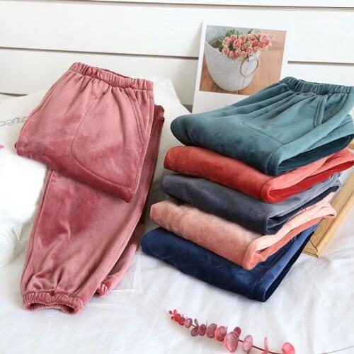 Warm Pants for Women and Mens Large Size Flannel Long Pants Coral Fleece Loose Style Homewear Warm Pants for Autumn and Winter