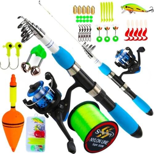 Sougayilang 1.0M-2.7M Fishing Rods and Reels Travel Telescopic Spinning Fishing Rod Set with Accessories Full Fishing Tackle Kit