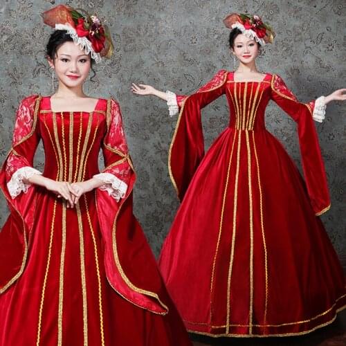 Victorian dress Rococo Baroque Marie Antoinette Party Dress Medieval red dress ball gown outfit