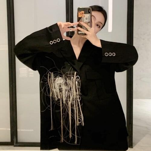 Women Blazer 2021 Spring New Black Single-breasted Embroidery Handmade Niche Design Suit Jacket Fashion Clothing