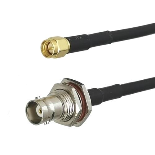 1Pcs RG58 SMA Male plug to BNC Female jack Nut Bulkhead Connector RF Coaxial Jumper Pigtail Cable For Radio Antenna 4inch~20M