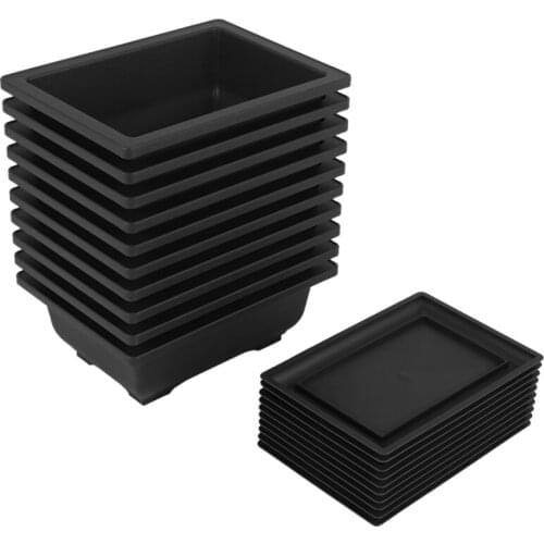 10 Packs Bonsai Training Pots with Tray Plastic Bonsai Plants Growing Pot for Garden Yard Living Room Balcony 16.5X12cm