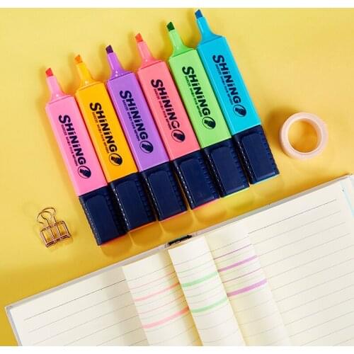 12 Pcs A Box of Baoke MP4904 Fluorescent Note Pen Oblique Head Colored Pen Office School Supplies Seven Colors