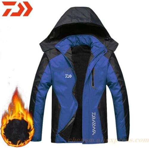 2020 Daiwa Fishing Clothing Winter Men Women Autumn Winter Waterproof Warm Fishing Jackets Patchwork Hooded Mountaineering Suits