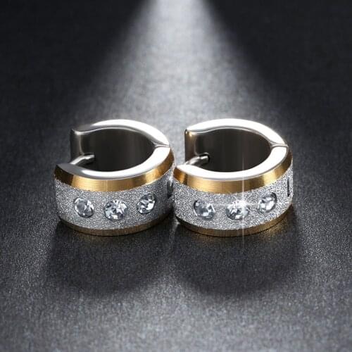 Modyle 2020 New Classic Brand Jewelry Silver Color&Gold Color 316L Stainless Steel Zircon Crystal Stud Earrings for Women
