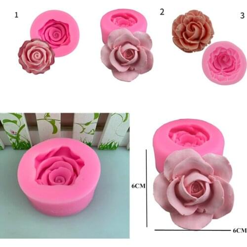 3D Flower Bloom Rose Shape Silicone Fondant Soap Cake Mold Candle Mold Cupcake Baking Tool Candle Making