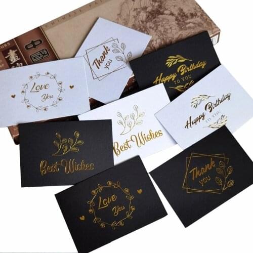 50PC Small Bronzing Single Page Type Greeting Card Thank You Card Wedding Blank Card Birthday Party Invitations Flower Shop Gift