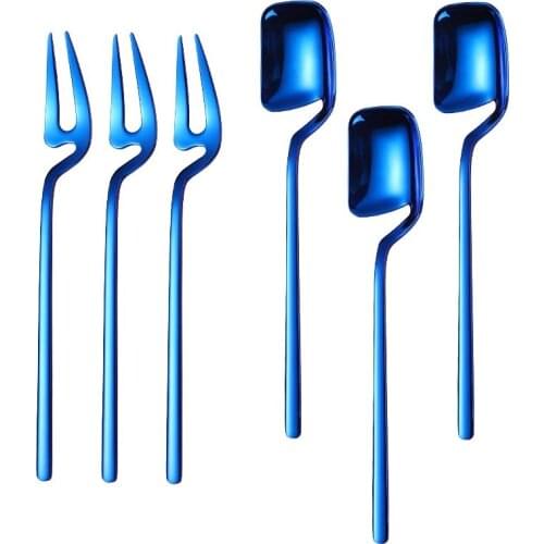 6pcs Ice Cream Desser Fork Spoon Set Cutlery Sets Stainless Steel Kitchen Utensils Teaspoons Christmas Tableware Sets Wholesale