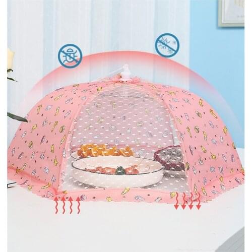 60/80cm Tent Table Mesh Food Cover Gauze Umbrella Food Cover Picnic Kitchen Anti Fly Mosquito Net Folded Meal Cover Kitchen Tool