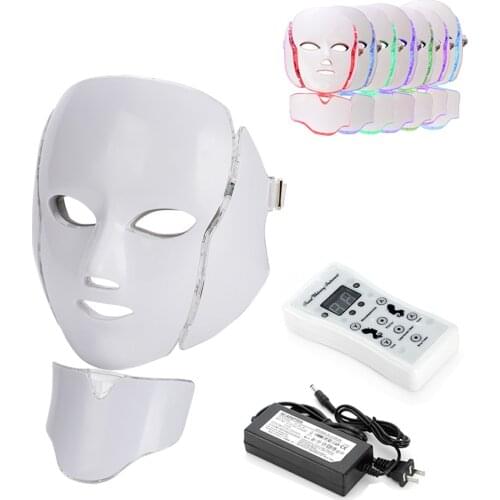 7 Colors Led Photon Therapy Facial Mask with Neck Face Whitening Skin Rejuvenation Anti Wrinkle Acne Face Spa Beauty Machine