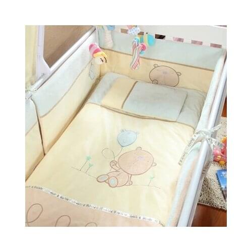 Promotion! Velvet High Quality Baby Bedding Kit Bed Around ,(bumper+sheet+pillow+duvet)