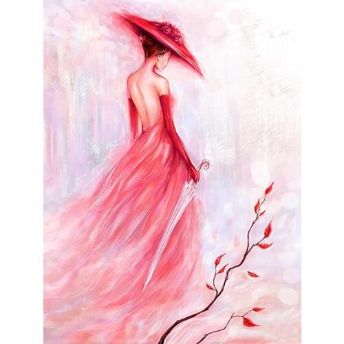 Pink Lady Diamond Painting Portrait Round Full Drill Sexy Woman Nouveaute DIY Mosaic Embroidery 5D Cross Stitch Home Decor Gifts