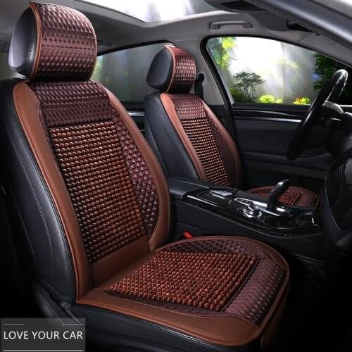 Summer breathable wooden bead cushion front row leaflet fabric front and co-driver seat car seat cover single universal