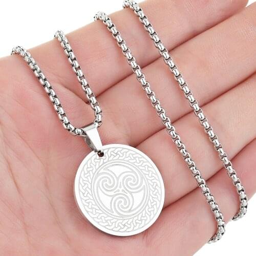 Cxwind Stainless Steel Knot Triskele Triskelion Triple Swirl Spiral Charms Necklaces For Women Men Pendant Necklace Jewelry Gift