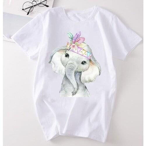 Animal Watercolor Ladies Tees Short Sleeve Cartoon Pattern Harajuku Style Clothing Women T-Shirts Tshirts Womens